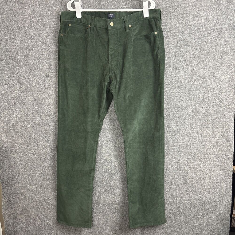 J.CREW Flex Corduroy Straight Pants Mens size 38 Green Fall Winter Cottagecore
